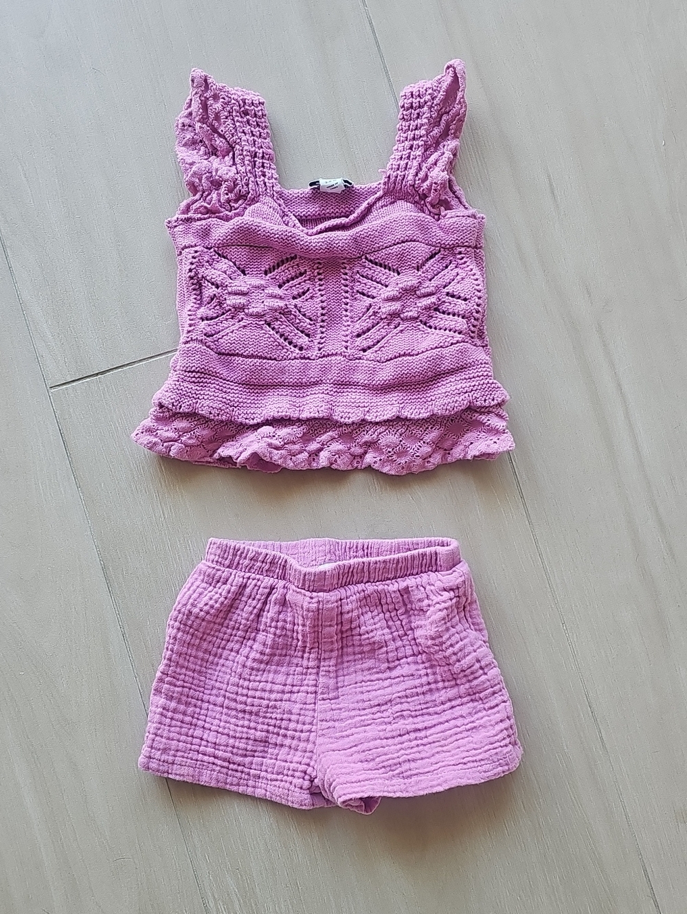 Splendid Pink Knit Tank & Shorts Matching Set